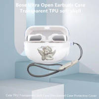 For Bose Ultra Open Earbuds Clear Soft Case Cute Angel Lanyard Silicone Soft Case Bose Ultra Open Earbuds Protective Cover