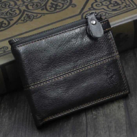 New Genuine Soft Leather Mens Fashion Zipper Card Coin Wallet