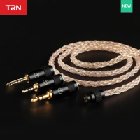 TRN TX Earphone 8 Core Cable Monocrystalline Copper Plated Real Gold Upgrade Detachable Cable 3.5/2.5/4.4mm MMCX/QDC/0.78 2Pin