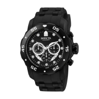 【INVICTA 英威塔】黑色系 三眼計時腕錶 48mm 矽膠錶帶 男錶(6986)