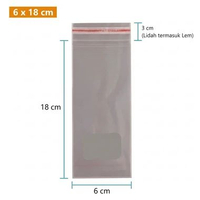 AliMaMa - GROSIR PLASTIK OPP LEM 6x18 (100 PCS) - Kemasan Packing Sendok Garpu Undangan Seal Roti Bi