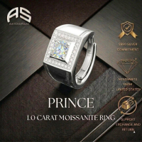 PRINCE MOISSANITE RING SILVER 990 with WHITE GOLD PLATED 18K