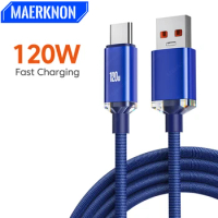 120W USB C Cable 6A Super Fast Charge Cable Phone Charger Type C Wire For Samsung Xiaomi Huawei 0.25M/1M/2M USB Type C Data Cord