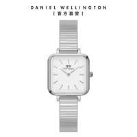 Daniel Wellington DW 手錶 Quadro Studio 22X22mm 復古鋼琴錶鍊方型腕錶-白錶盤-簡約銀 DW00100521