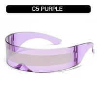 Kacamata Futuristik Cyberpunk Visor Satu Lensa Stylish Modern Stylish C5 Ungu