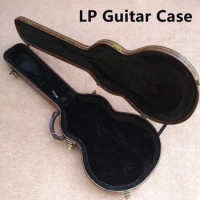 Custom LP Electric Guitar Hard Case, Brown Leather With Black Lining, Bronze Hardware, Free Shipping