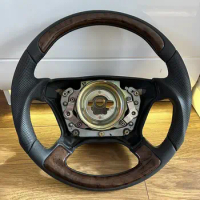 For Mercedes R129 W124 W202 W210 W140 Steering Wheel Leather Wood Mahogany