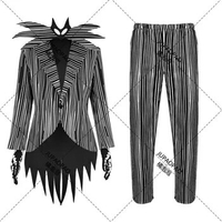 2024 Nightmare Jack Cos Skellington Cosplay Costume Coat Pants Outfit Halloween Carnival Party Disguise Suit for Men Male Adult