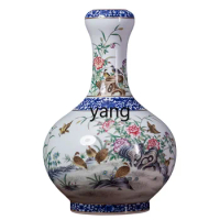 L'm'm Living Room Light Luxury High-End Chinese Enamel Porcelain Bottle Bulbous Lipped Vase Porcelain Ornaments