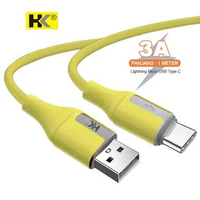 HK D31 Kabel Data Charger Fast Charging 3A Micro USB Lightning Type-C 30W Cable Data Silikon 1M Micr