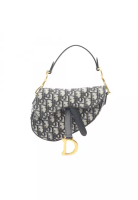 Christian Dior Pre-Loved Christian Dior saddle bag mini oblique jacquard Handbag canvas leather ivor