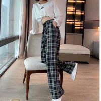 Quần Dài Kẻ Sọc, Dành Cho Nữ, Cạp Cao, Mỏng Và Rộng Rãi, Kiểu Thẳng, Dễ Phối Đồ, Thường Ngày, Màu Đe