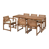 NÄMMARÖ 戶外餐桌椅組, 淺棕色/kuddarna 米色