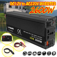 LED Voltmeter Power Inverter DC 12V/24V to AC 220V 1500W/2000W/2600W Voltage Converter Cigarette Lighter Plug Universal Socket
