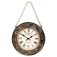 時鐘鐘錶裝潢掛鐘歐式復古客廳懷舊靜音吊掛鐘美式鄉村仿古做舊吊繩掛表牆壁時鐘錶