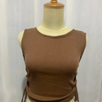 Tanktop Rib Serut Wanita Warna Milo kekinian