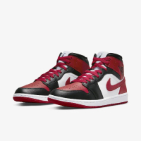 【NIKE 耐吉】Wmns Air Jordan 1代 Mid 女鞋 男鞋 黑 紅 Bred Toe 芝加哥 AJ1(BQ6472-079)