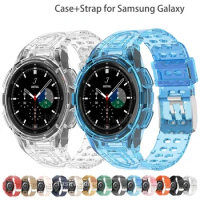 Case+Strap for Samsung Galaxy Watch 6 4 40mm 44mm Transparent Silicone Sport Bracelet for Galaxy Watch 4 Classic 46 Accessories