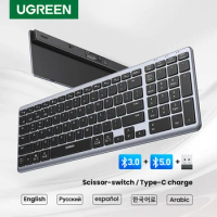 UGREEN Keyboard Wireless Bluetooth 5.0 2.4G Russian/Korean/EN 99 Keycaps For MacBook iPad PC Tablet USB C Rechargeable Keyboard