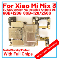 100% Unlocked Main Board Logic Board Motherboard With Chips Circuits Flex Cable For Xiaomi Mi MIX 3 MIX3 Motherboard
