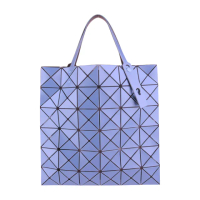【ISSEY MIYAKE 三宅一生】BAOBAO雙色幾何方格6x6手提包(銀藍x孔雀綠亮面)
