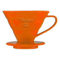 金時代書香咖啡  TIAMO V02陶瓷圓錐咖啡濾器組 (橘) 附量匙濾紙  HG5068