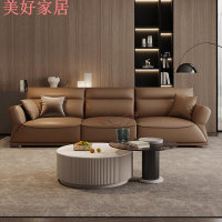 快速出貨/全館免運 意式極簡輕奢真皮沙發  客廳三人位頭層牛皮簡約現代皮藝高背沙發