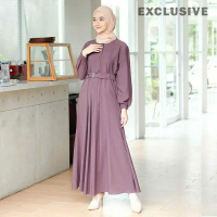 Baju Gamis Syari Wanita Terbaru Monna Belt Dress Murah