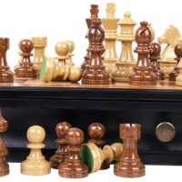 High Quality Professional Chess Set Luxury Solid Wood Chessboard Nordic Retro Chess Decoration Family Table Games for Children