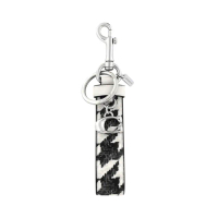 【COACH】千鳥格紋PVC鑰匙圈-黑色(買就送璀璨水晶觸控筆)