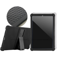 VXTRA 三星 Galaxy Tab S6 Lite 10.4吋 全包覆矽膠防摔支架軟套 保護套(黑) P610 P615 P613 P619