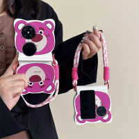 เคสโทรศัพท์, หมีสตรอเบอร์รี่หนัง, กันกระแทก, เคสสำหรับ Xiaomo Mix Flip, OPPO Find N2 Flip, N3 Flip, 
