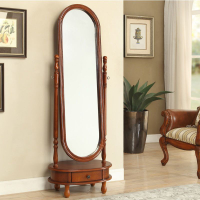 美式實木穿衣鏡歐式全身鏡臥室復古落地鏡可旋轉試衣鏡化妝鏡子