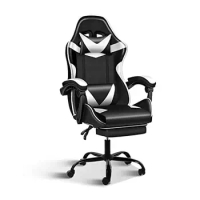 Gaming Chair Racing Style Big Tall Adjustable Swivel Office Ergonomic Video Game Chairs Retractable Footrest Black White Support