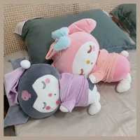 35cm Japan Kawaii Sanrio Plush Sleeping Doll Fluffy My Melody Kuromi Ragdoll Dol Home Decor Soft Stuffed Dolls Kid Toy Gifts