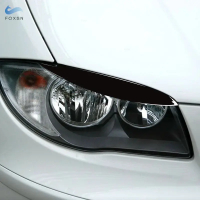 belook ฝาครอบตกแต่งไฟหน้ารถยนต์ สำหรับ BMW 1 Series E81 E82 E87 E88 ปี 2004-2014 2 ชิ้น สีดำเงา ABS 