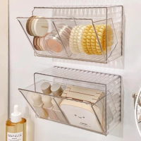 Wall-mounted Perforated Cosmetics Lipstick Storage Rack Bathroom Sink Bathroom Mirror Cabinet Oblique Opening Sorting Box