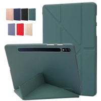 For Samsung Tab S9 Plus Case PU Leaher Soft Back Fold Stand Tablet Funda For Galaxy Tab S9 FE S7 S8 Plus Tab S7 Fe Case Cover
