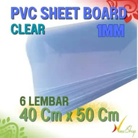 PVC sheet board 1mm bening 50 cm x 40cm clear 6 biji