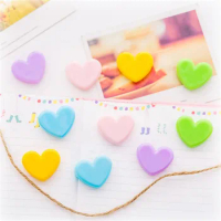 10pc Fashion Candy Color Heart Plastic Clips Store Photo Wall Student Book Mark File Folder School Office Supply Stationery Gift