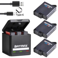 Batmax For GoPro Hero 8 Hero7 Hero 6 hero 5 Battery + USB Triple Charger with Type C Port for GoPro Hero 8 Action Cameras