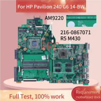 AM9220 R5 M430 2GB For HP Pavilion 240 G6 14-BW Laptop Motherboard DA00P2MB6D0 Notebook Mainboard 216-0867071 DDR4
