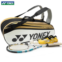 YONEX Waterproof Yonex Tennis Racket Bag High Quality PU Leather Sports Bag For Women Men Holds Up To 6 Rackets