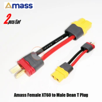 2 pcs Amass Female XT60 to Dean T Plug Connector Plug Cable for Hobbywing QuicRun Fusion PRO 2in1 60A ESC 2300KV Motor Charger