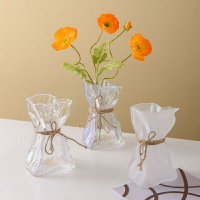 NIKOO不規則摺紙玻璃花瓶 花瓶 花器 ins風高級感客廳插花瓶 擺件北歐輕奢 乾燥花花器 桌面裝飾