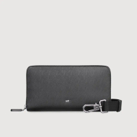 【BRAUN BUFFEL 德國小金牛】台灣總代理 紐瓦斯 12卡附背帶拉鍊長夾-黑色(BF534-720-BK)