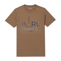KARL LAGERFELD 老佛爺 熱銷印刷文字Logo純棉圖案短袖T恤-咖啡色