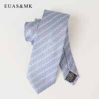 英倫韓版真絲休閑領帶男8cm窄版 淺藍色粉條紋 西裝商務職業正裝
