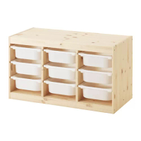 TROFAST 收納組合附收納盒, 染白松木/白色, 93x44x53 公分