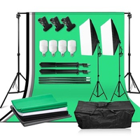 ZUOCHEN Photo Studio 25W LED Bulb 50x70cm Softbox Lighting 4pcs Backdrop +2x2m Background Support System Kit For Facebook Live